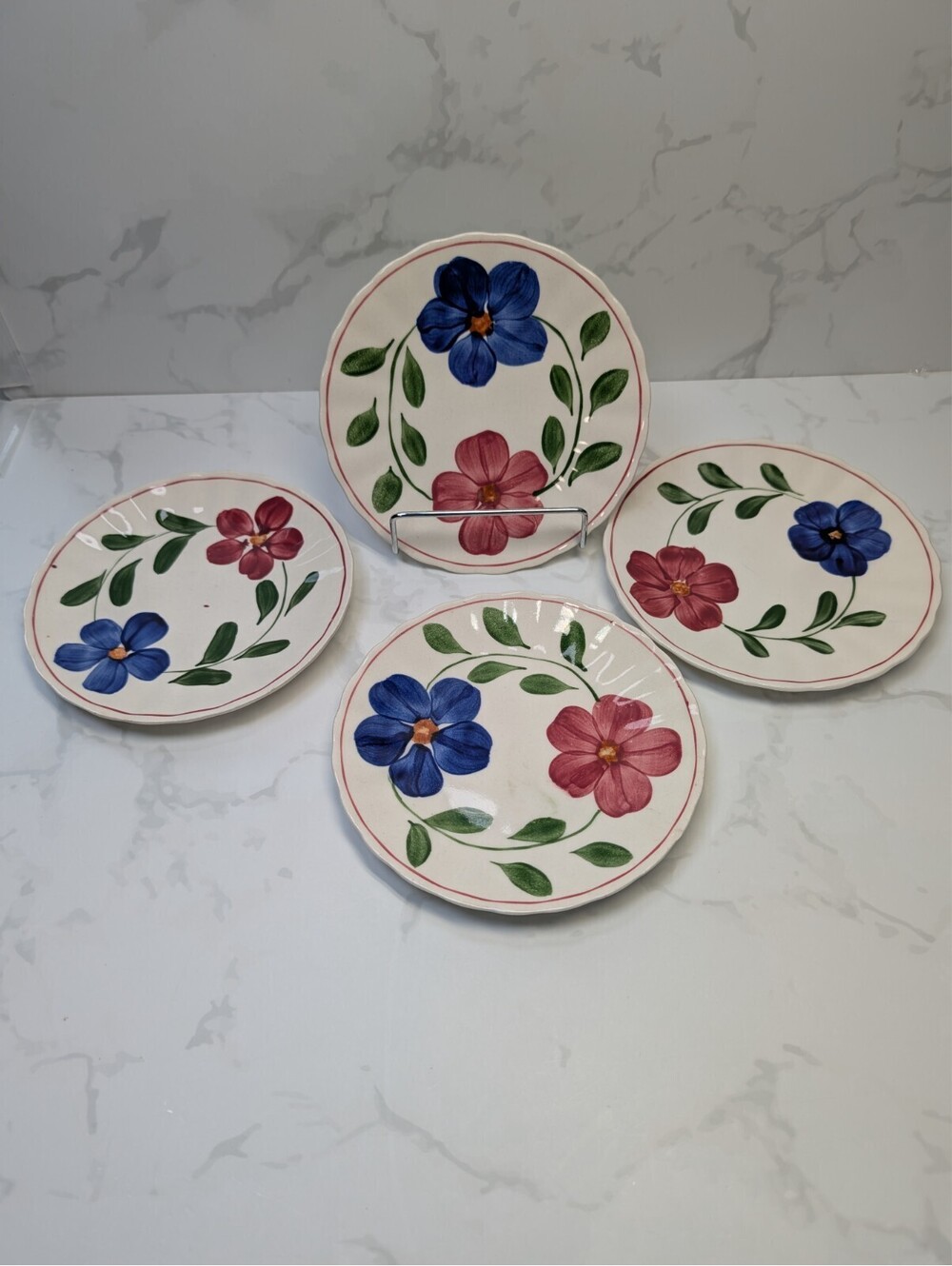 Blue Ridge Laurel Wreath Bread & Butter Plates Set of 4 Vintage 6.25"